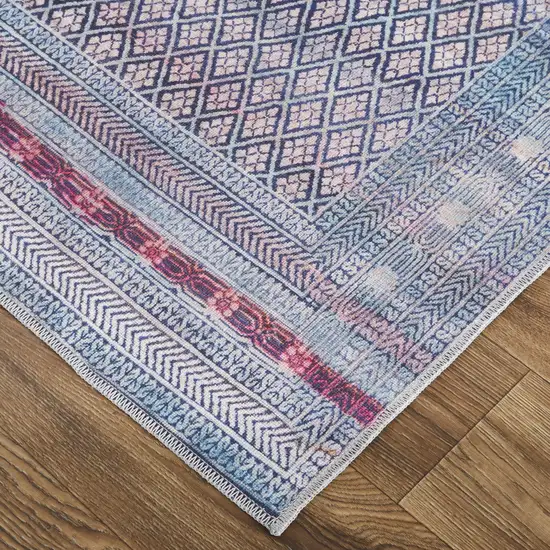 Tan Blue And Pink Striped Power Loom Area Rug Photo 9