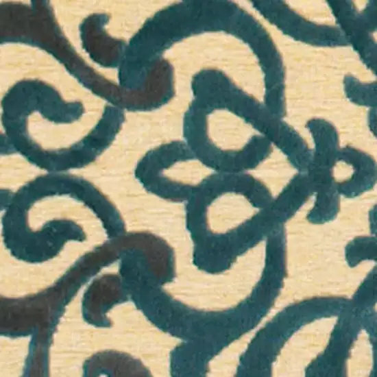 Tan Blue and Taupe Floral Power Loom Area Rug Photo 9