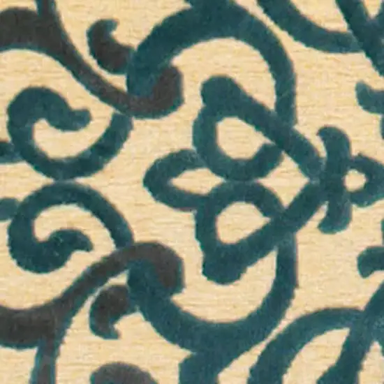 Tan Blue and Taupe Floral Power Loom Area Rug Photo 8