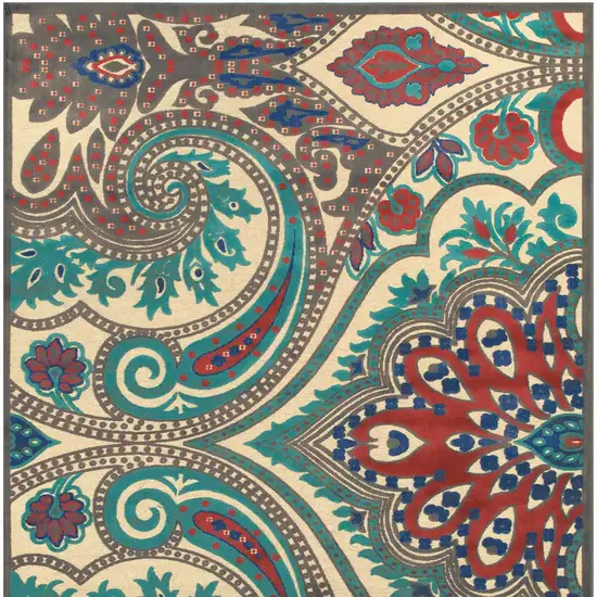 Tan Blue and Taupe Paisley Power Loom Area Rug Photo 5