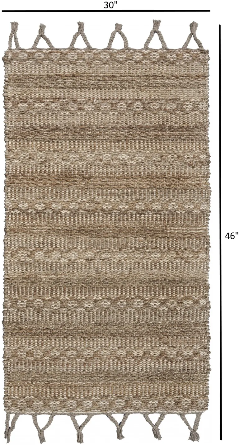 Tan Bohemian Tasseled Area Rug Photo 3