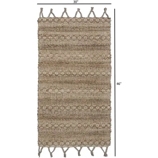 Tan Bohemian Tasseled Area Rug Photo 3