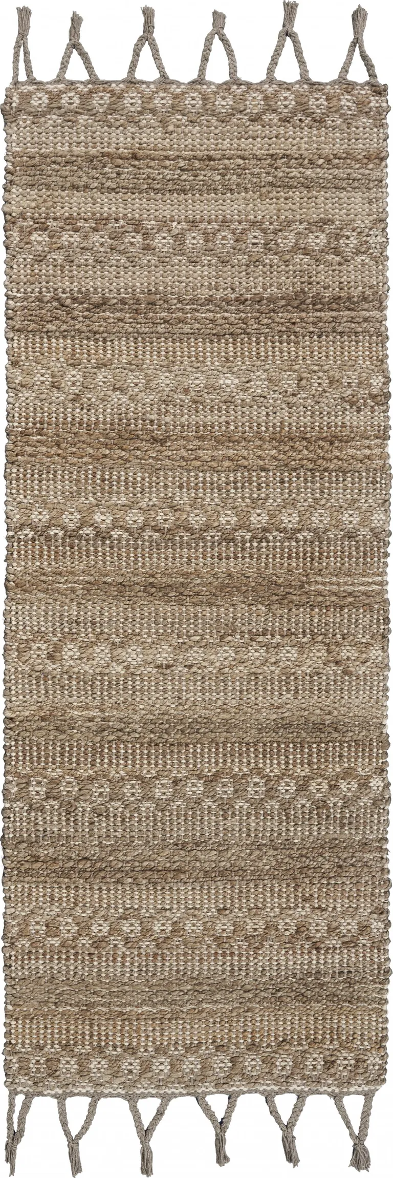 Tan Bohemian Tasseled Area Rug Photo 1