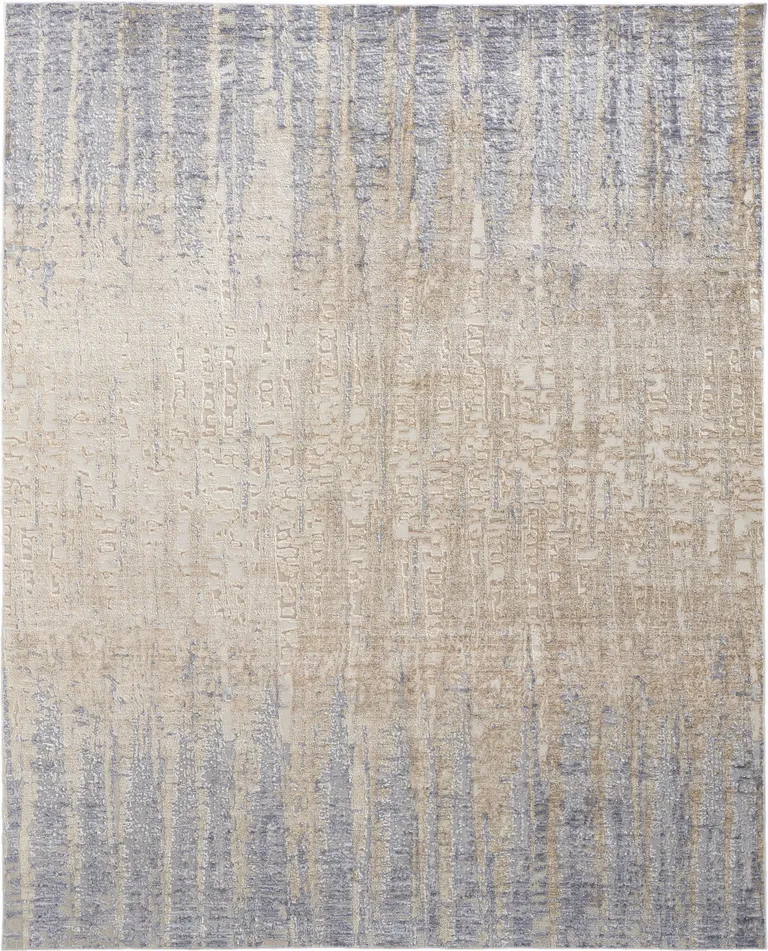 Tan Brown And Blue Abstract Power Loom Distressed Area Rug Photo 1