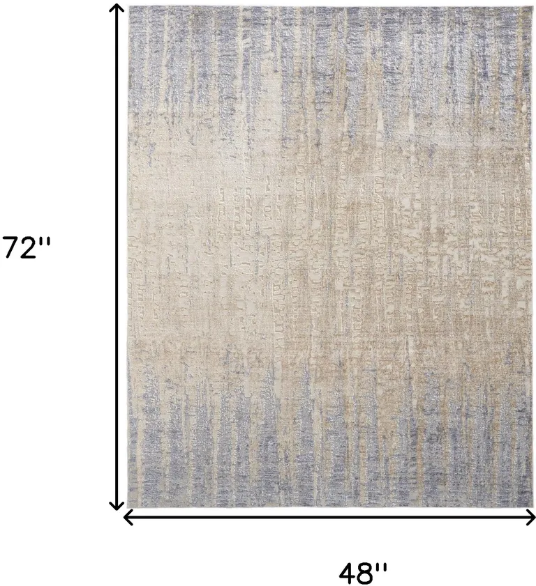 Tan Brown And Blue Abstract Power Loom Distressed Area Rug Photo 4