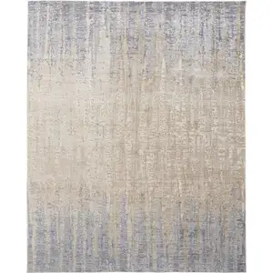 Photo of Tan Brown And Blue Abstract Power Loom Distressed Area Rug