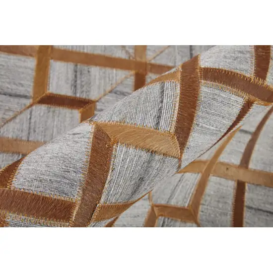 Tan Brown And Gray Geometric Hand Woven Area Rug Photo 6