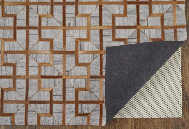 Tan Brown And Gray Geometric Hand Woven Area Rug Photo 5