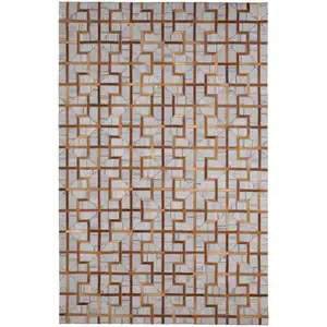 Photo of Tan Brown And Gray Geometric Hand Woven Area Rug