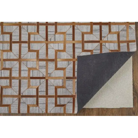 Tan Brown And Gray Geometric Hand Woven Area Rug Photo 3