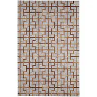 Photo of Tan Brown And Gray Geometric Hand Woven Area Rug