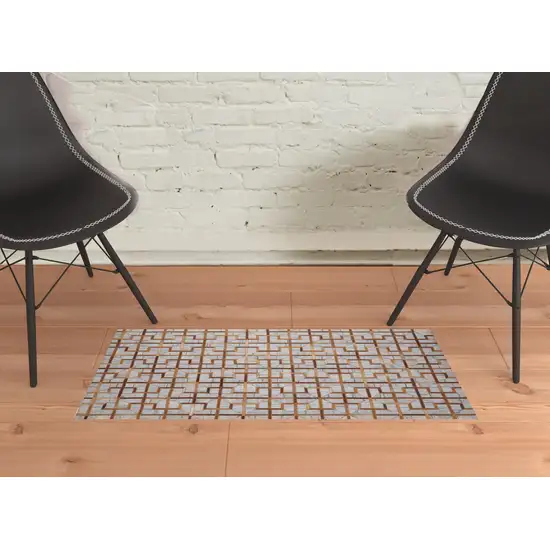 Tan Brown And Gray Geometric Hand Woven Area Rug Photo 2