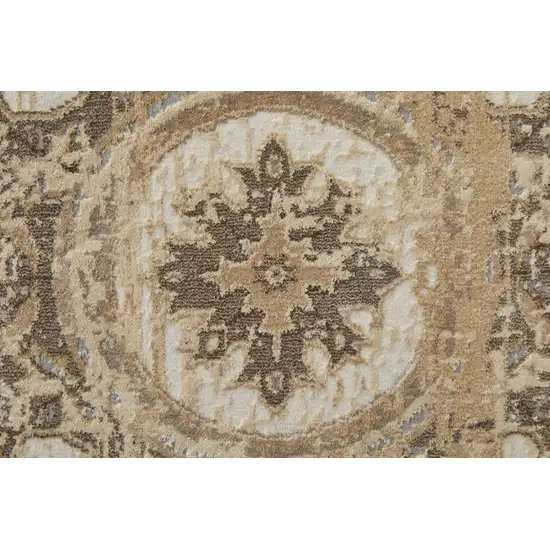 Tan Brown And Gray Power Loom Distressed Area Rug Photo 6