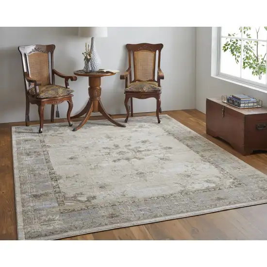 Tan Brown And Gray Power Loom Distressed Area Rug Photo 4