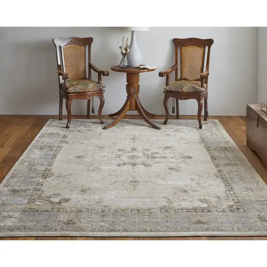 Tan Brown And Gray Power Loom Distressed Area Rug Photo 5