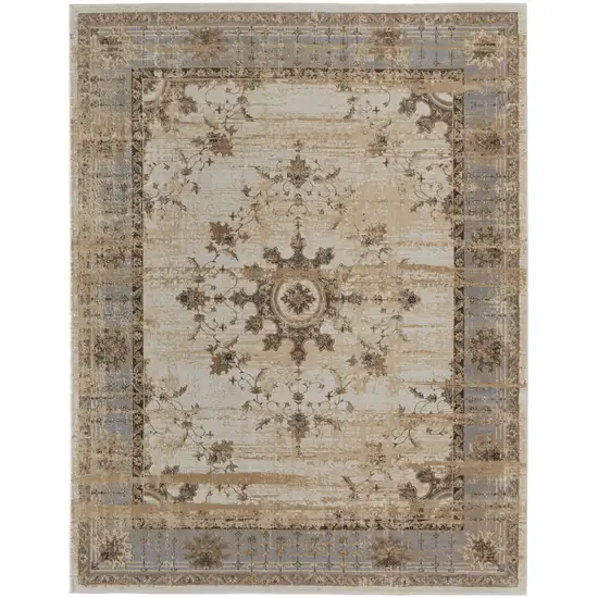 Tan Brown And Gray Power Loom Distressed Area Rug Photo 1