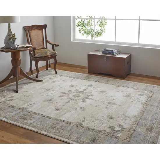 Tan Brown And Gray Power Loom Distressed Area Rug Photo 7