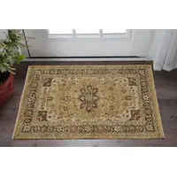 Photo of Tan Brown and Gold Wool Oriental Hand Knotted Area Rug