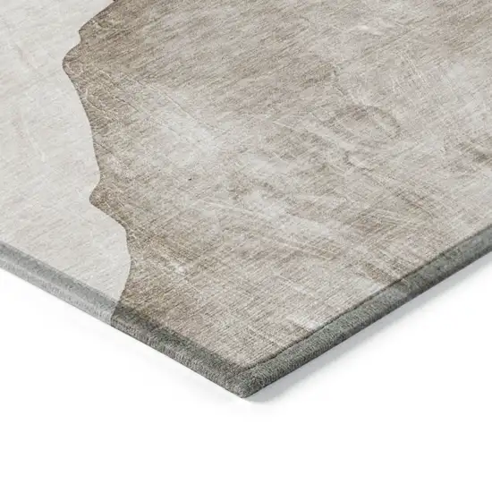 Tan Brown and Gray Abstract Washable Non Skid Indoor Outdoor Area Rug Photo 5