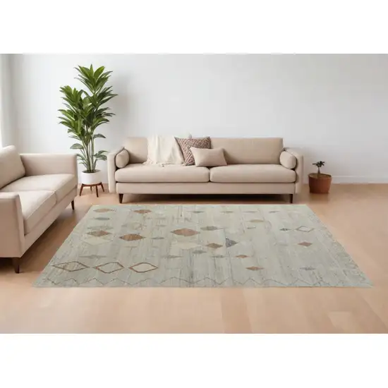 Tan Brown and Gray Wool Moroccan Hand Knotted Area Rug Photo 1