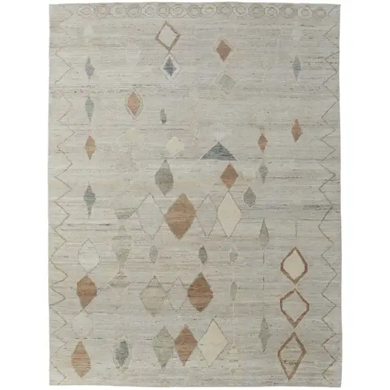 Tan Brown and Gray Wool Moroccan Hand Knotted Area Rug Photo 2