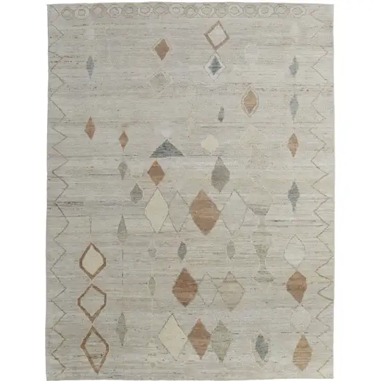 Tan Brown and Gray Wool Moroccan Hand Knotted Area Rug Photo 5