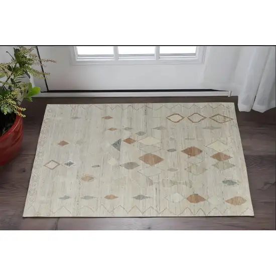 Tan Brown and Gray Wool Moroccan Hand Knotted Area Rug Photo 1