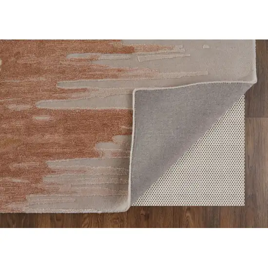 Tan Brown and Orange Abstract Hand Tufted Area Rug Photo 8