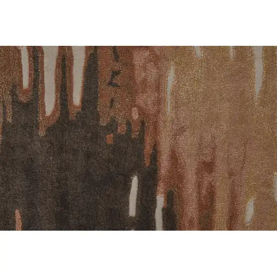 Tan Brown and Orange Abstract Hand Tufted Area Rug Photo 8