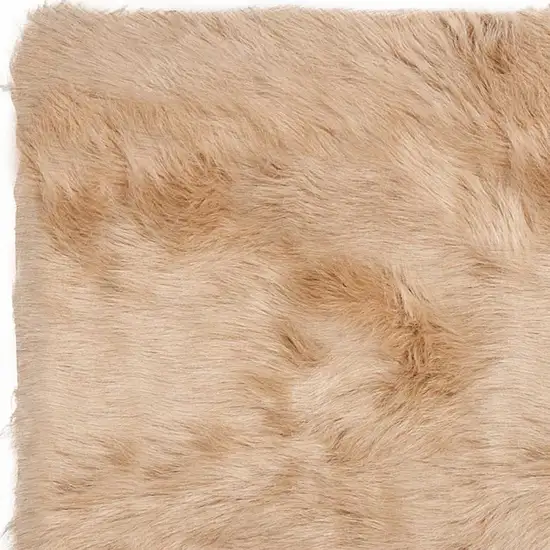 Tan Faux Fur Rectangular Area Rug Photo 5