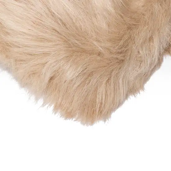 Tan Faux Fur Rectangular Area Rug Photo 2