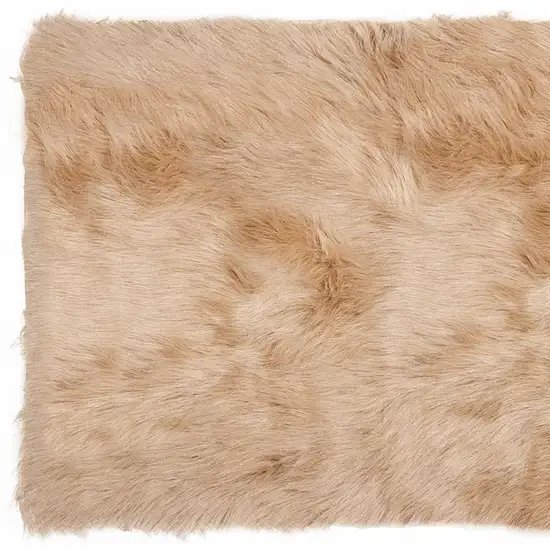 Tan Faux Fur Rectangular Area Rug Photo 6