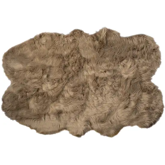 Tan Faux Fur Washable Non Skid Area Rug Photo 1