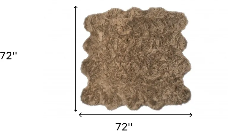 Tan Faux Fur Washable Non Skid Area Rug Photo 4