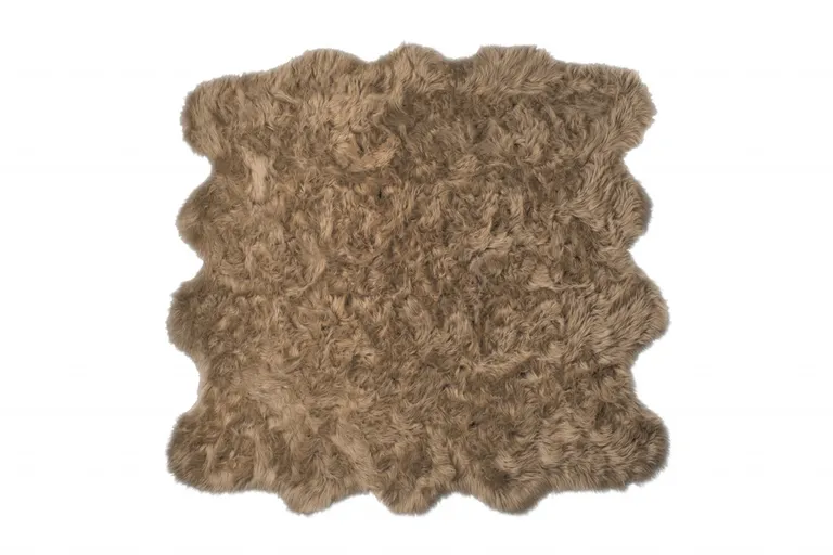 Tan Faux Fur Washable Non Skid Area Rug Photo 1