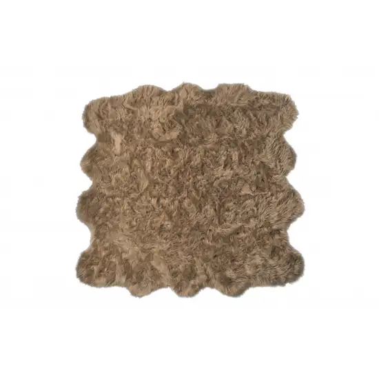 Tan Faux Fur Washable Non Skid Area Rug Photo 1