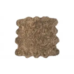 Photo of Tan Faux Fur Washable Non Skid Area Rug