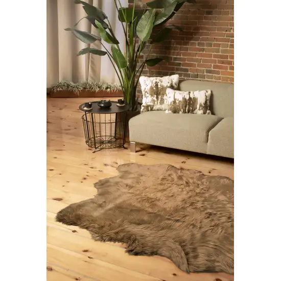 Tan Faux Sheepskin Non Skid Area Rug Photo 1