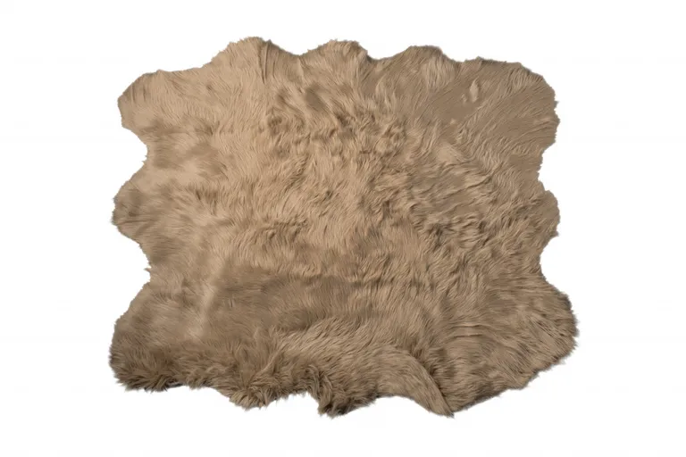 Tan Faux Sheepskin Non Skid Area Rug Photo 3