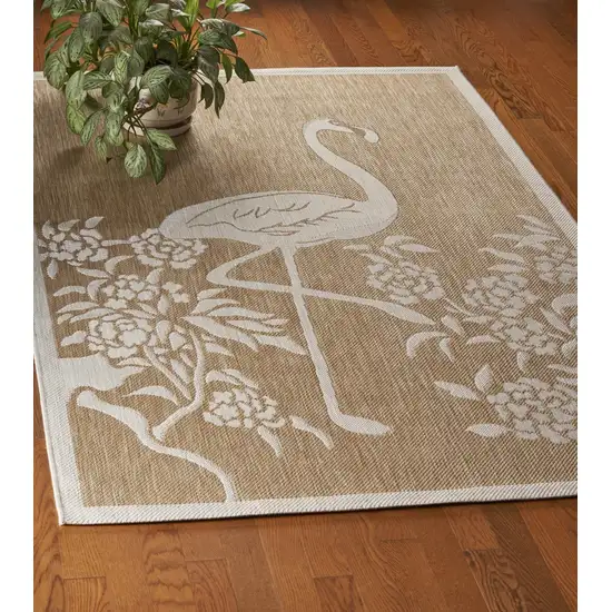 Tan Flamingo Indoor Outdoor Area Rug Photo 8