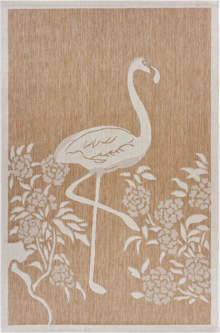 Tan Flamingo Indoor Outdoor Area Rug Photo 1