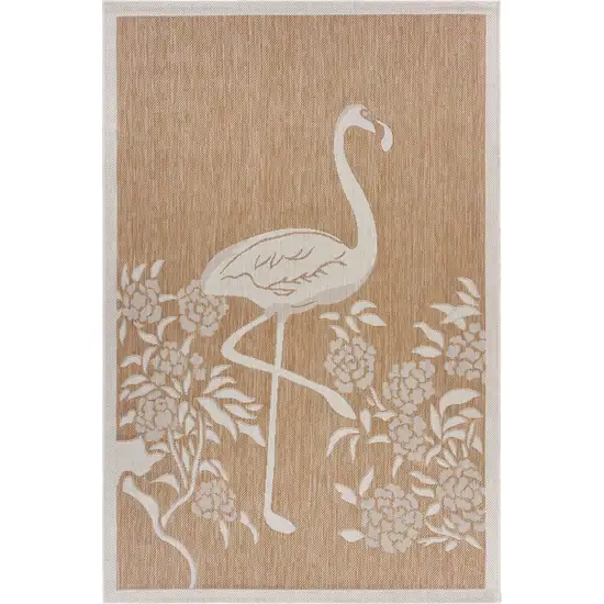 Tan Flamingo Indoor Outdoor Area Rug Photo 1