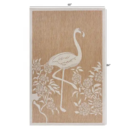 Tan Flamingo Indoor Outdoor Area Rug Photo 3