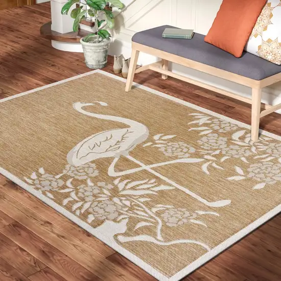 Tan Flamingo Indoor Outdoor Area Rug Photo 9