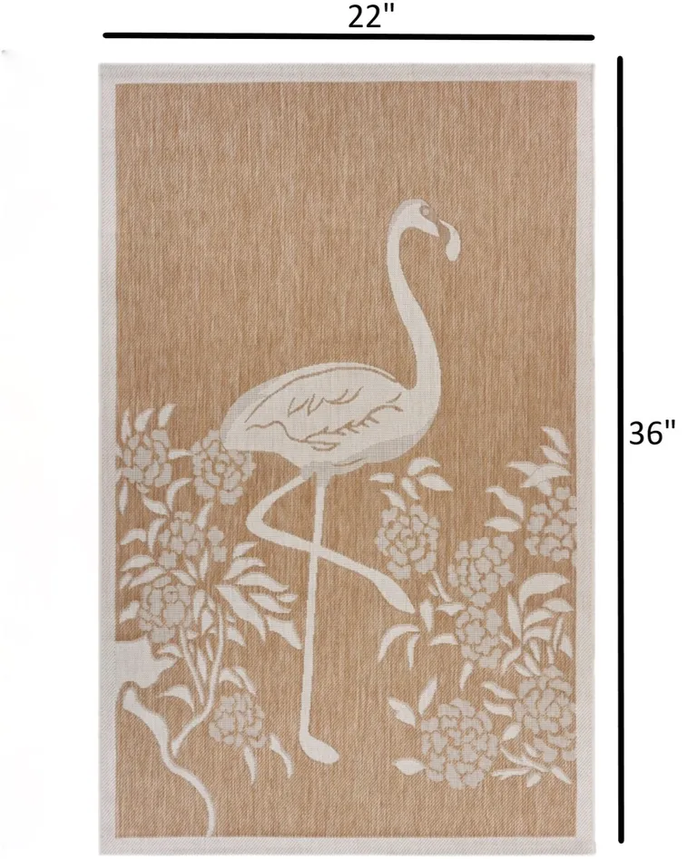 Tan Flamingo Indoor Outdoor Scatter Rug Photo 3