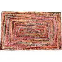 Photo of Tan Geometric Hand Braided Area Rug