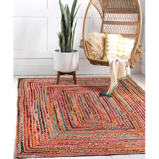 Tan Geometric Hand Braided Area Rug Photo 5