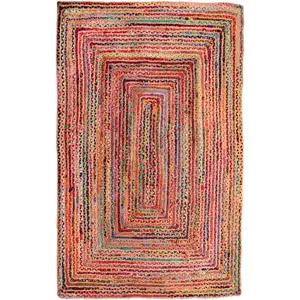 Photo of Tan Geometric Hand Braided Area Rug