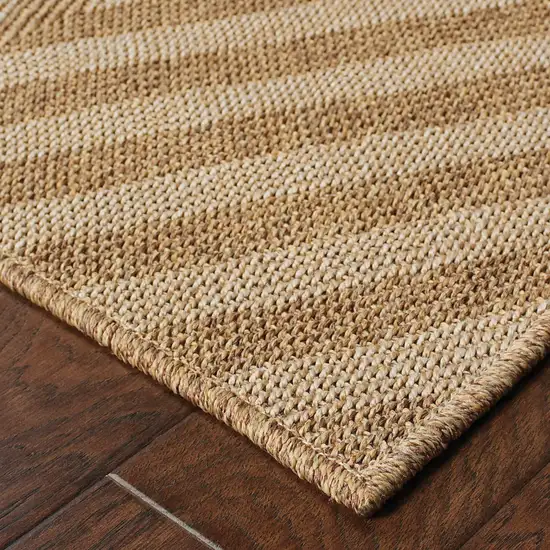 Tan Geometric Stain Resistant Indoor Outdoor Area Rug Photo 3