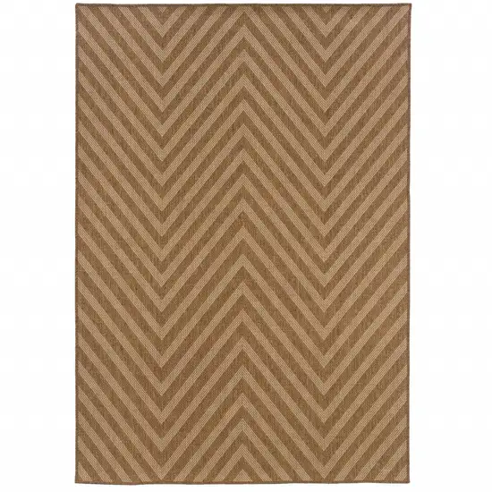 Tan Geometric Stain Resistant Indoor Outdoor Area Rug Photo 1